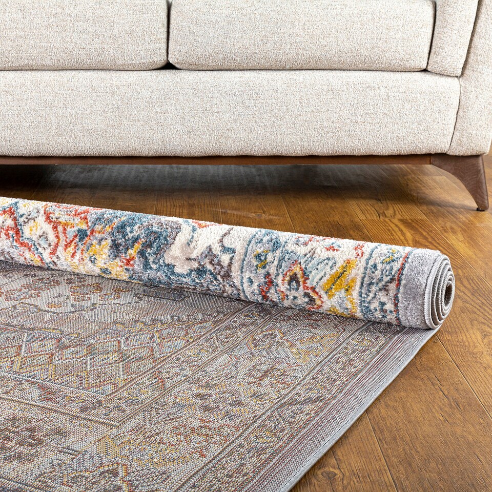 image 1 of LIVABLISS Ankara-Vintage Traditional Boho Square Rug 200 x 200 cm | Grey Taupe Blue