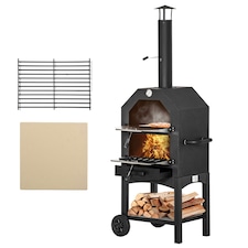 Outsunny Charcoal Tall Ovan Pizza Maker BBQ Grill Outdoor Picnic w/ Thermometer