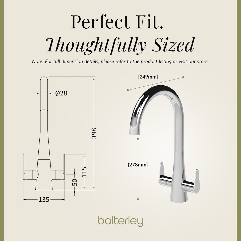 image 1 of Balterley Situla Kitchen Mono Mixer Tap with Dual Lever Handles, Curved Swivel Spout | Silver | Chrome | 1
