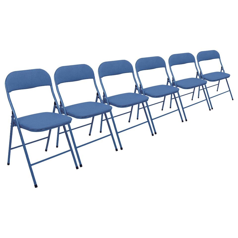 image 1 of Harbour Housewares Fabric Padded Metal Folding Chairs - Blue - Pack of 6