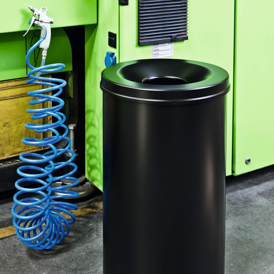 image 1 of Durable Fire Extinguishing Metal Waste Bin | TUV Certified | 60L | Black