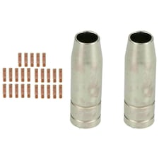 2 shroud & 25 x 1.0mm Contact Tips MIG Welding Binzel Style Euro Torch MB15