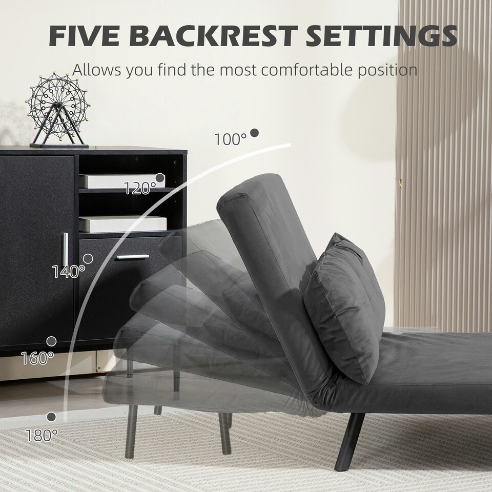 image 1 of HOMCOM Click Clack 2 Seater Sofa Bed for Living Room, Guest Room, Dark Grey Grey | grey