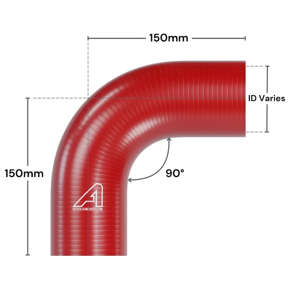 image 1 of Auto Silicone Hoses 90 Degree Silicone Elbow Hose 57mm Red - High Temp Reinforced Bend Coupler for Turbo Intercooler Coolant Radiator Water Air