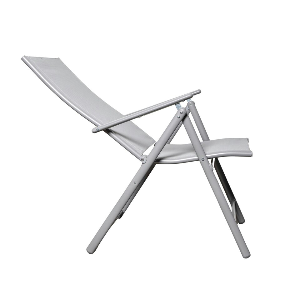 image 1 of Outdoor Garden Patio Multi Position Reclining Folding Chair in Grey Grey