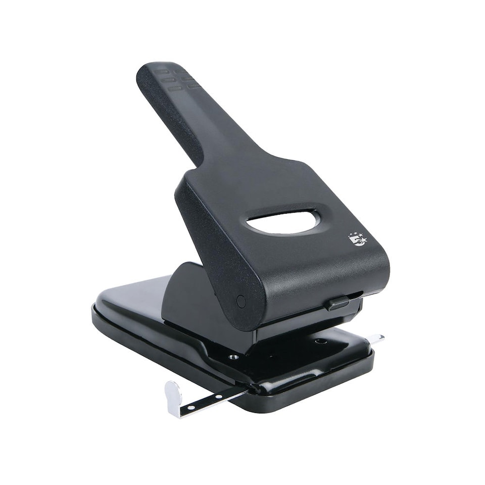image 1 of 5 Star Heavy Duty 2 Hole Punch Metal with Plastic Base Capacity 65 Sheets Black 918583