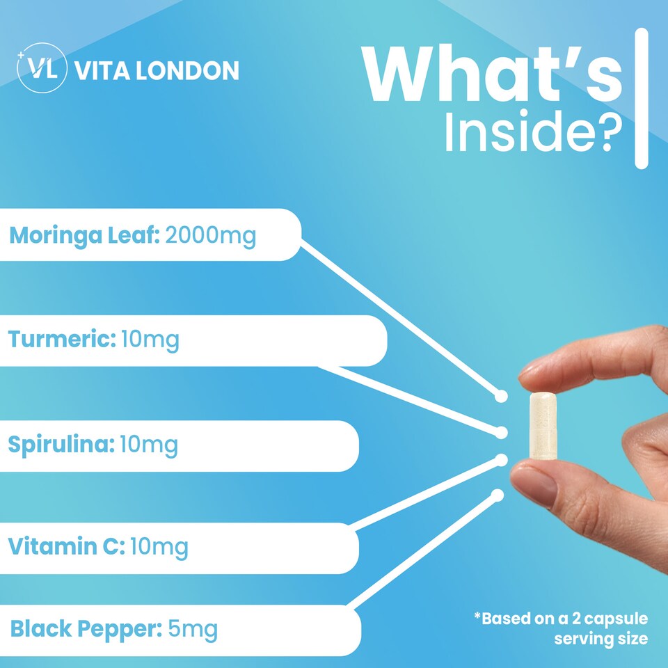 image 1 of Moringa Leaf 5 In 1 Superblend Complex  + Spirulina - 2000mg - 60 Capsules