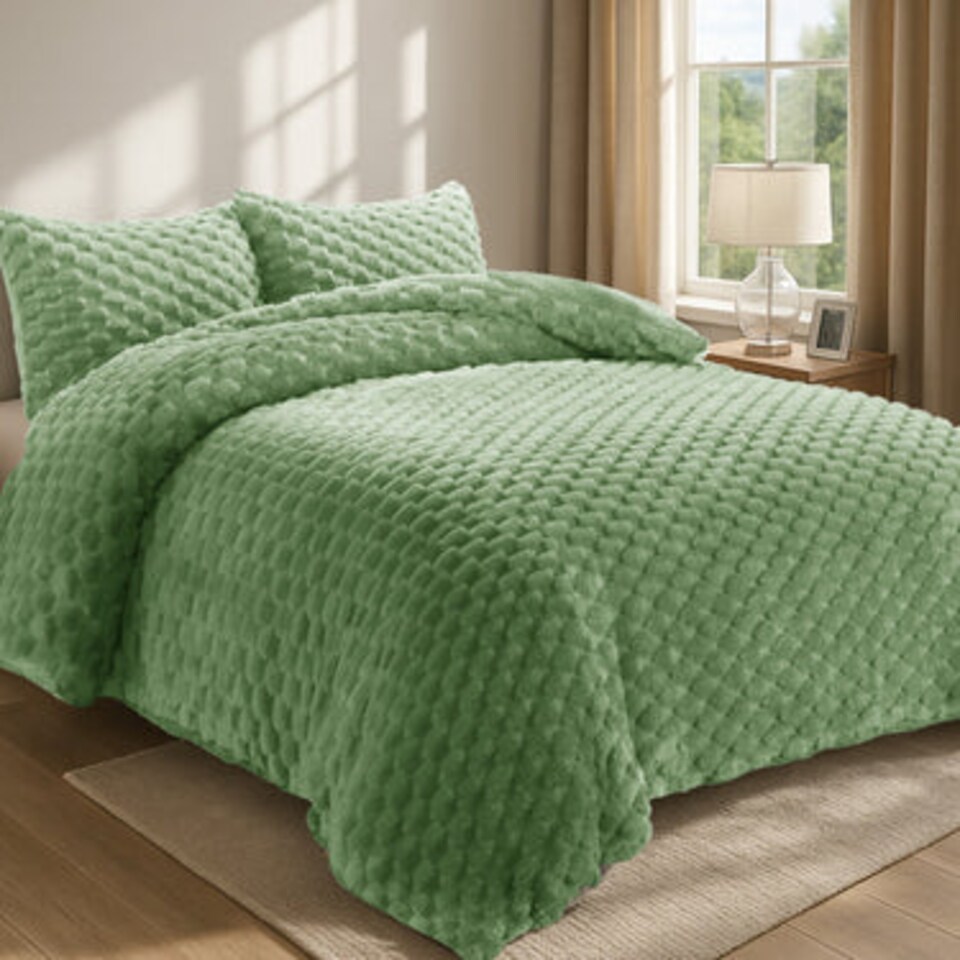 Velosso Chunky Popcorn Faux Rabbit Fur Duvet Cover Set