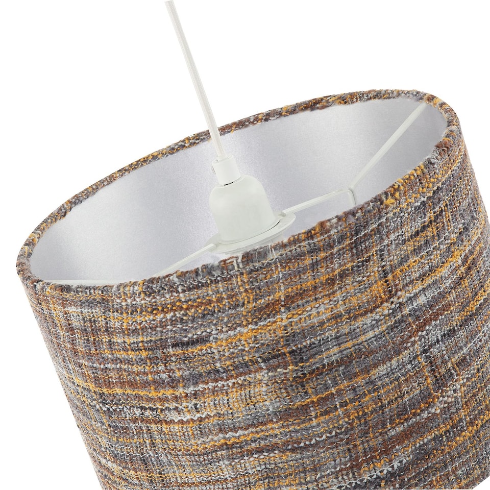 image 1 of Vintage Lined Linen Fabric Lamp Shade in Mustard Burgundy and Grey | Orange | Orange | 1