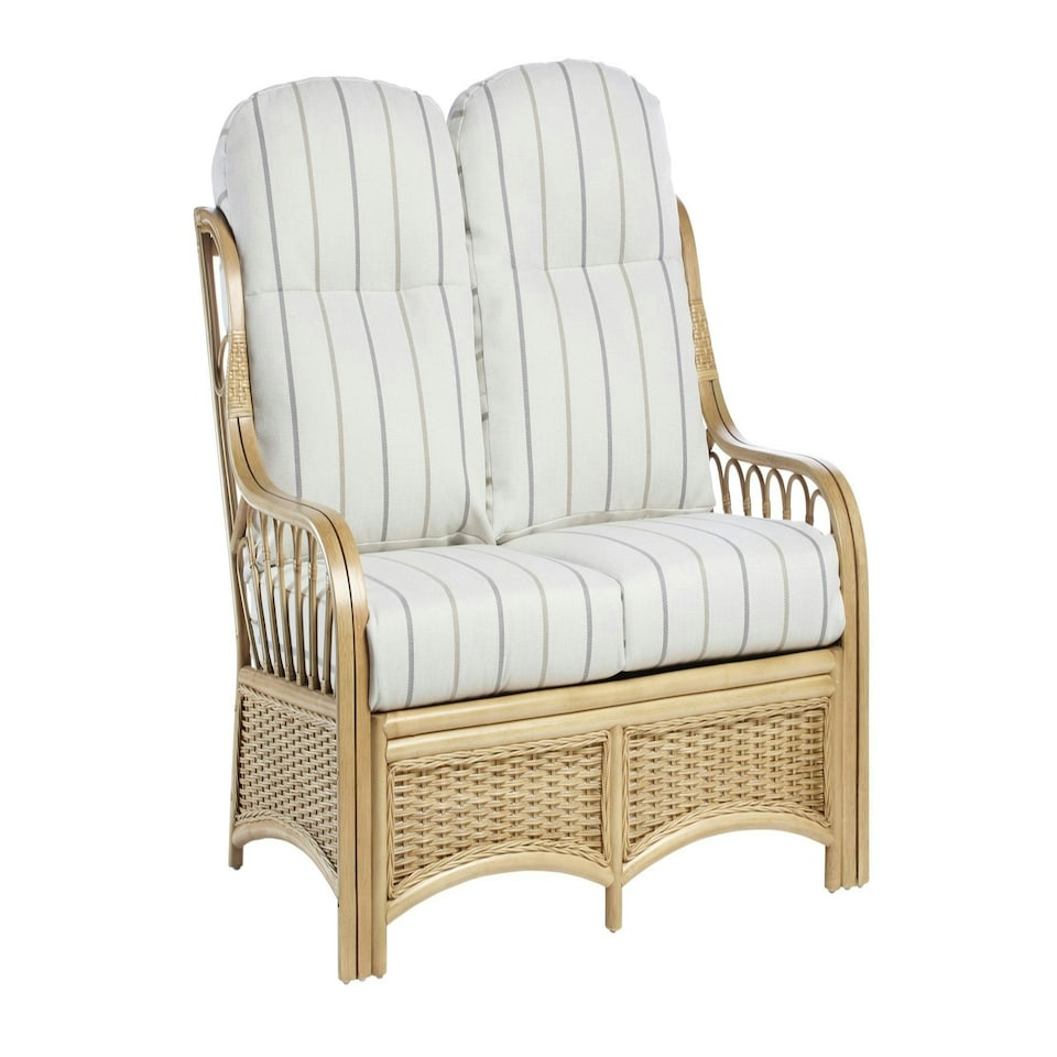 image 1 of Desser Vale Light Oak Rattan 2 Seater Sofa Set in Linen Taupe - Conservatory Sofa Suite