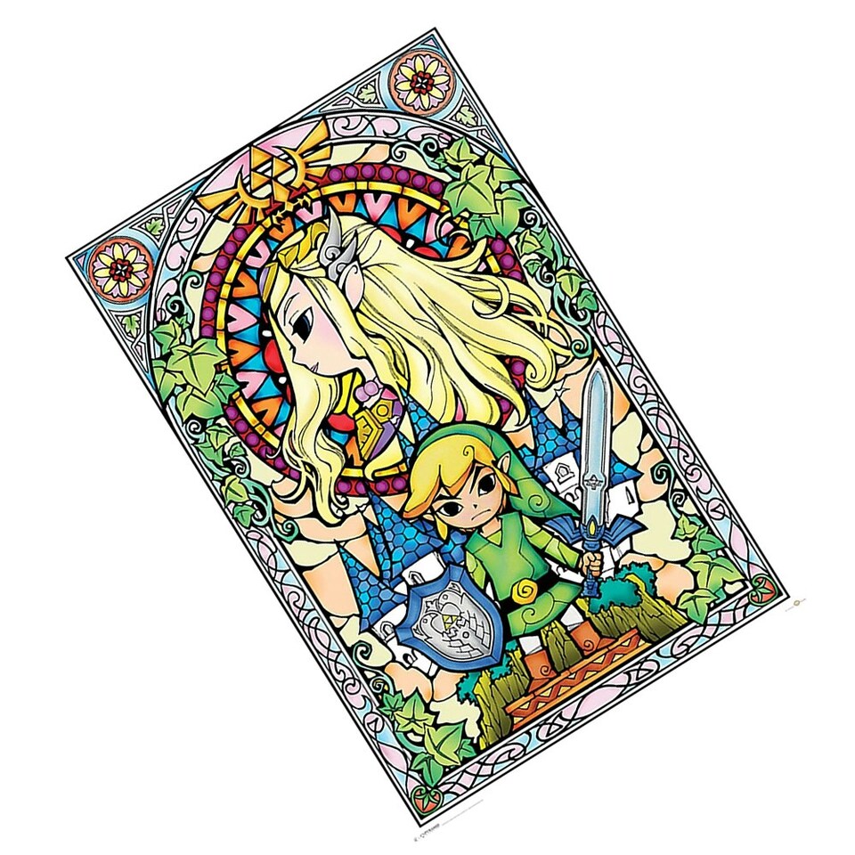 image 1 of The Legend Of Zelda Stained Glass Poster - Multicoloured - 91cm x 61cm 91cm x 61cm