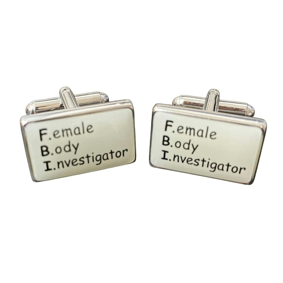 image 1 of Female Body Investigator FBI Cufflinks - Onyx Art CK66 Novelty Cuffs