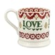 image 2 of Mug Set: 2 x 300ml Emma Bridgewater Christmas Peace & Love Set, Set Of 2 Half Pint Mugs, Ceramic White