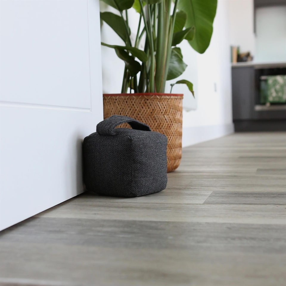 image 1 of Nicola Spring Herringbone Door Stops - 16 x 16cm - Grey - Pack of 2