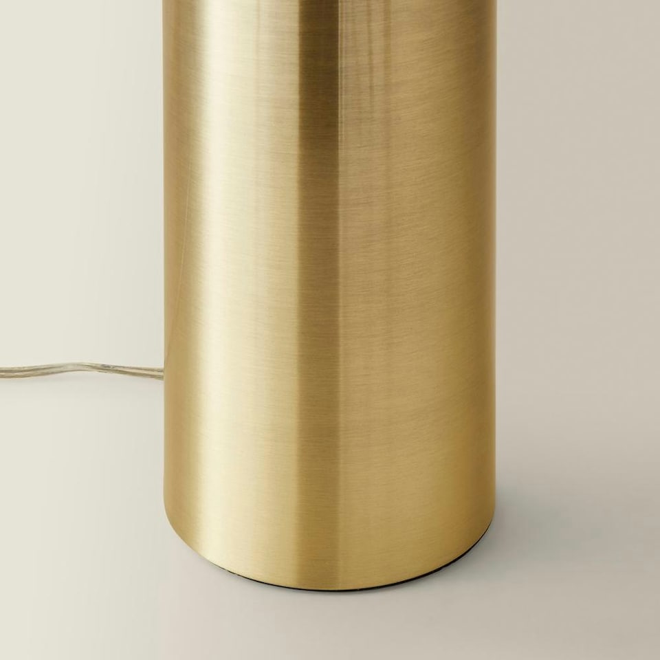 image 1 of ValueLights Lexy Beige & Metallic Gold Shade with Gold Dimmable Touch Table Lamp & LED Bulb Cream