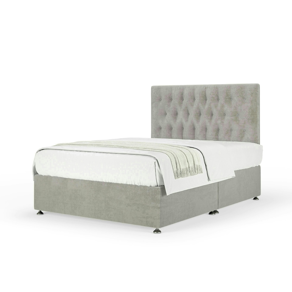 image 1 of Neptune Spring Seal Grey Naples Velvet Divan Set And Lona Headboard Small Single