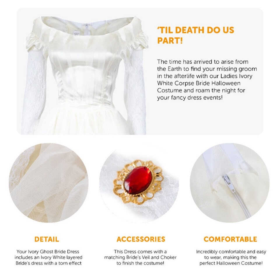 image 1 of Corpse Bride Costume | White | S