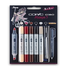 Copic CIAO Marker Marker & Multiliner, Set Manga 5, Set of 5 + 1