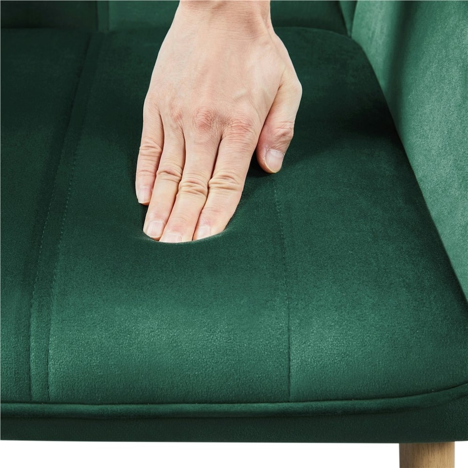 image 1 of Yaheetech Velvet Tufted Accent Chair with X-shaped Metal Legs Green