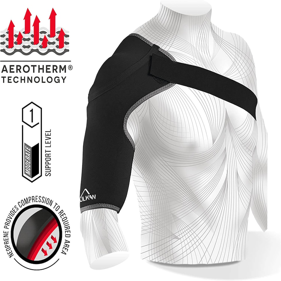 image 1 of Vulkan Classic Shoulder Support - Aerotherm Neoprene, Size L, Black, Fits Left or Right | Multi | BLACK | L