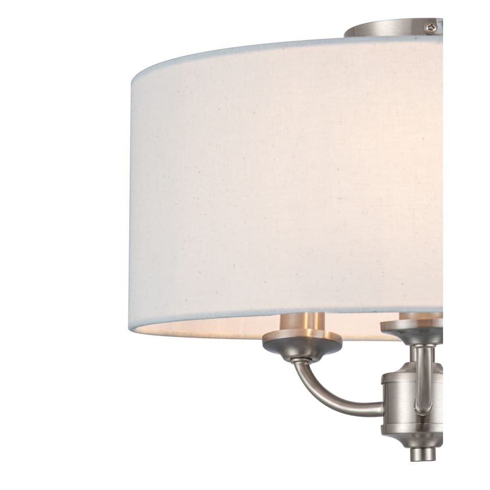 image 1 of COSYLYTE Winston 3 Light Classic Faux Linen Shade Ceiling Light - Brushed Nickel | Silver | Brushed Nickel | 1