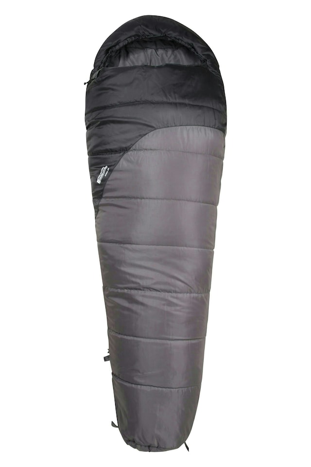 image 1 of Mountain Warehouse Summit Sleeping Bag Adult Mummy Camping Hiking Winter Warm Left Handed Zip - Long Length (215cm) | Grey
