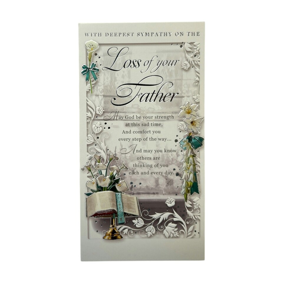 image 1 of Loss of Father Floral Design Sympathy Opacity Card