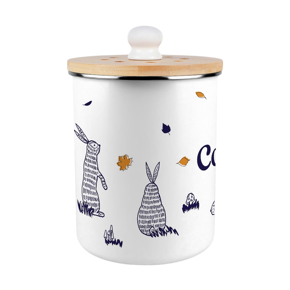 image 1 of Woodland Rabbits Compost Caddy - Metal 2L Decorative Kitchen Food Waste Bin