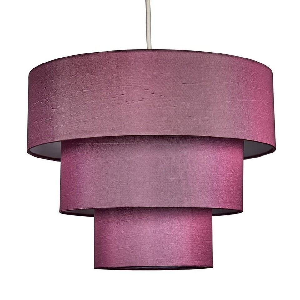 image 1 of ValueLights 3 Tier Purple Faux Silk Ceiling Pendant Light Shade