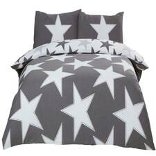 All Stars Polycotton Reversible Duvet Set with Pillowcase Grey | Single