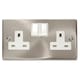 image 1 of SE HOME Satin Brushed Chrome 2 Gang 13A Twin Double Switched Plug Socket | Chrome | Satin Chrome