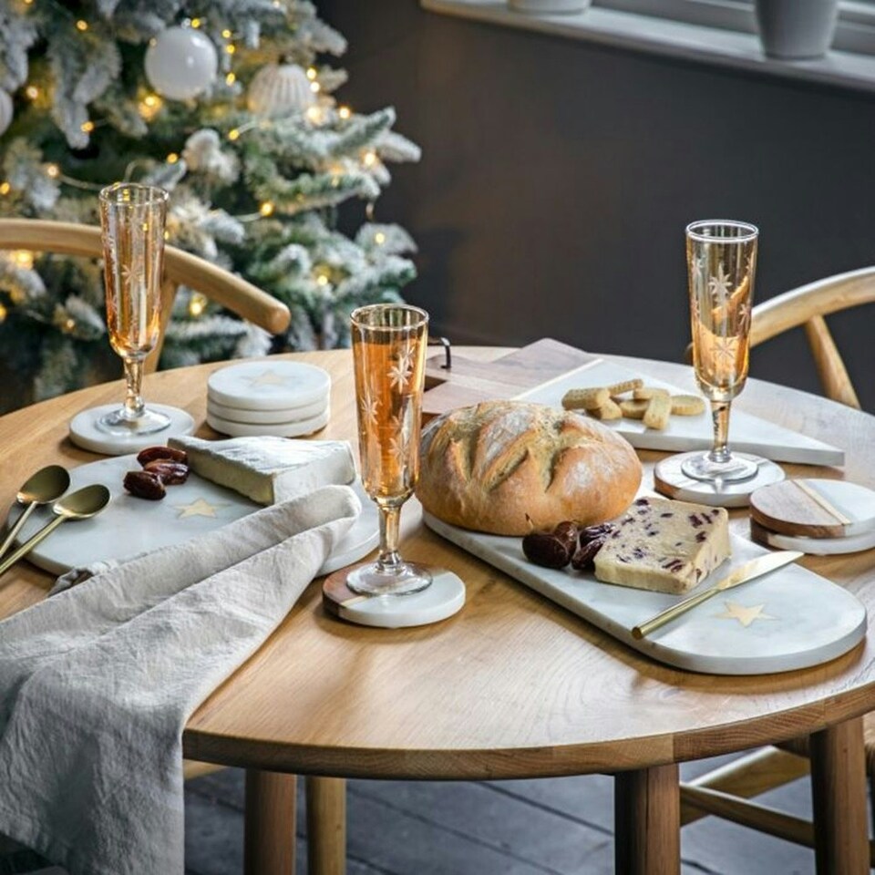 image 1 of Serving Platter: 30cm Gold Star Serving Platter, Marble White