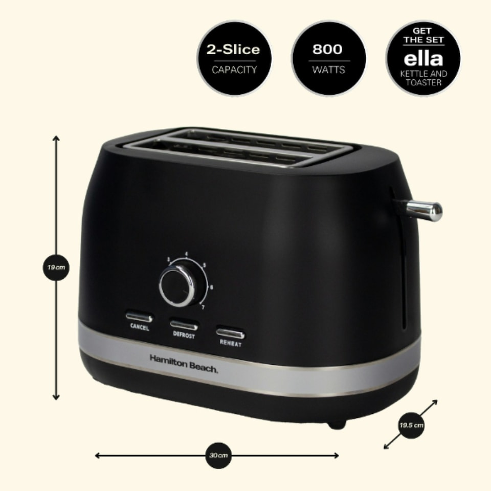 image 1 of Hamilton Beach 1.7L Kettle & 2 Slot Toaster Set - Ella Collection - Black