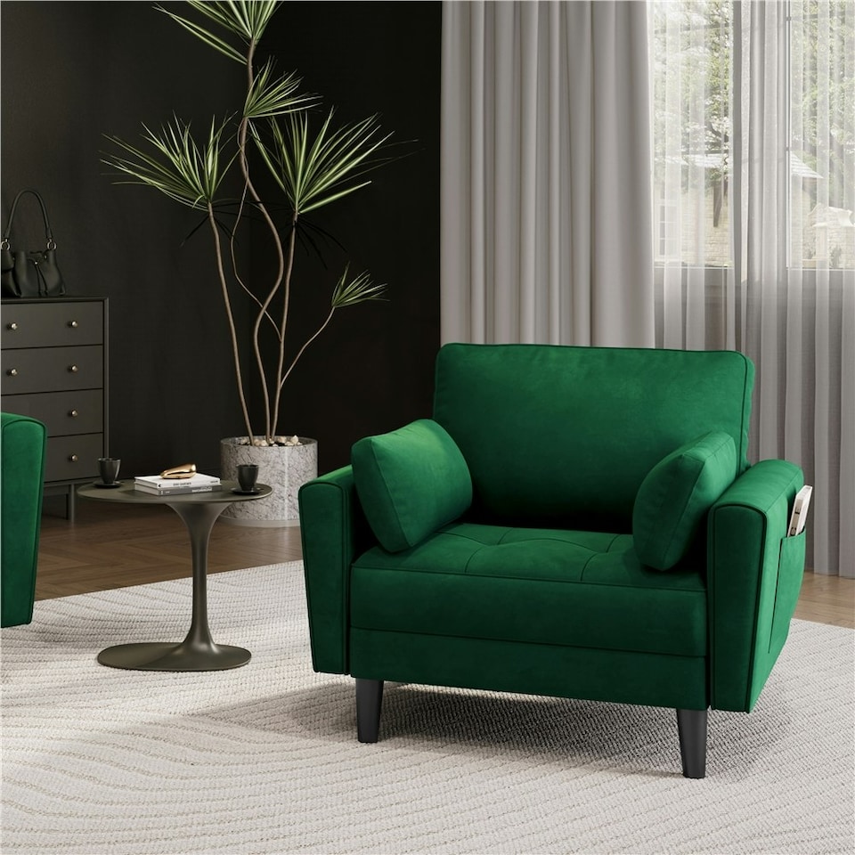 image 1 of Yaheetech Tufted Oversized Armchair Green