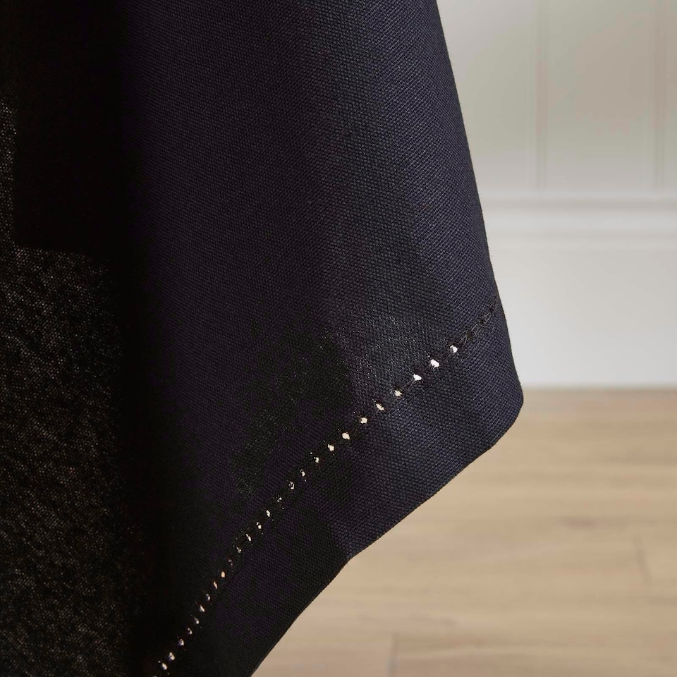 image 1 of Homescapes Black Cotton Tablecloth - 178 x 300 cm Black