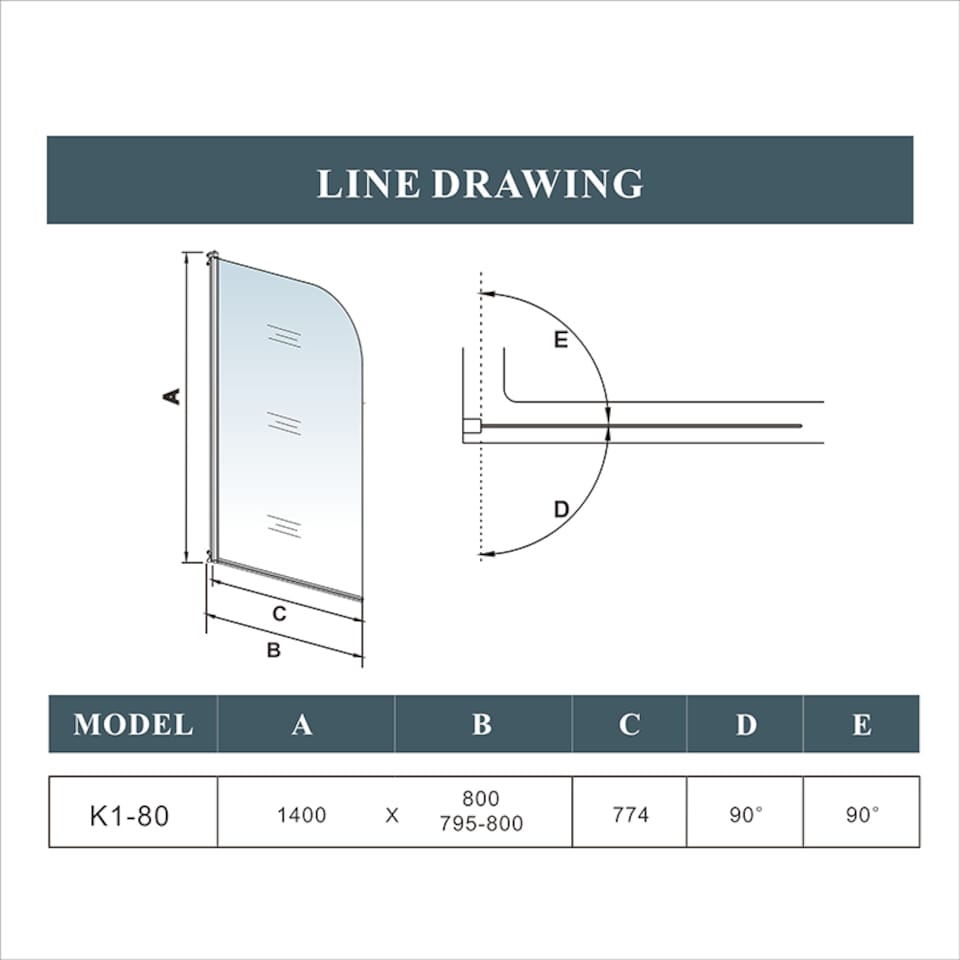 image 1 of 800x1400mm 180 Pivot Chrome Shower Bath Screen Tempered Glass Door Panel