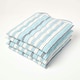 image 1 of Homescapes 4 x Seat Pads Luxury Cotton Stripe Indoor Outdoor Garden Dining Cushion | Blue | 40 x 40 cm | 4