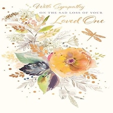 Words 'n' Wishes Traditional Sympathy Card for Loss of a Loved One, With Loving Memories and Deepest Condolences