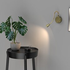 CGC MATILDA Satin Gold Adjustable Flexible Neck LED Rechargeable Magnetic USB-C Bedside Wall Light