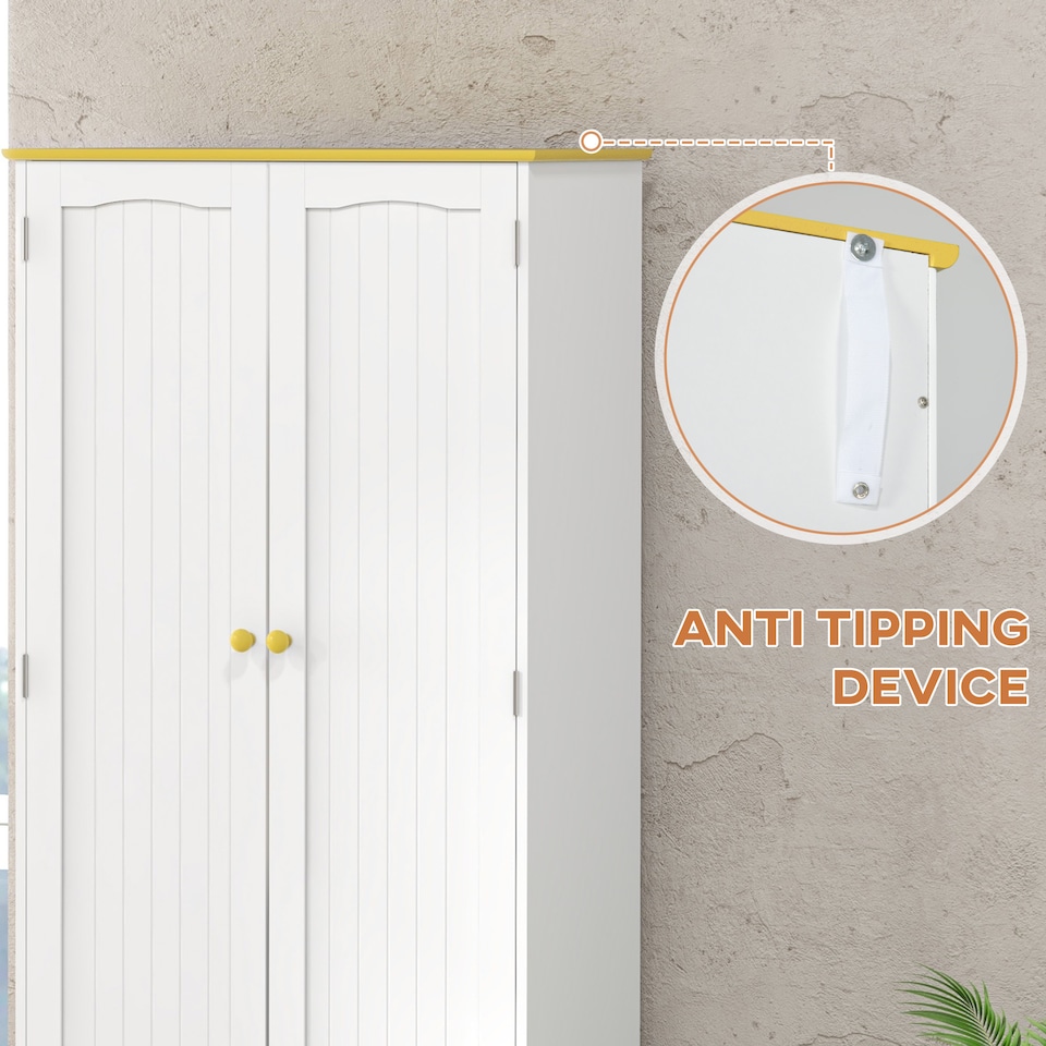 image 1 of HOMCOM Freestanding 4-Door Kitchen Cupboard, Storage Cabinet Organizer with 4 Shelves, 183cm, White