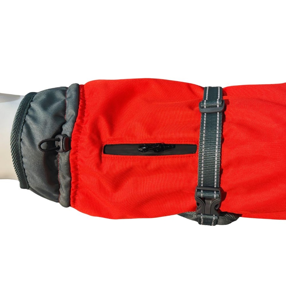 image 1 of Henry Wag Red Waterproof Dog Coat, Maximum Comfort When It's Cold And Wet, Size Medium 45cm | Red | Red and Grey | M | 1