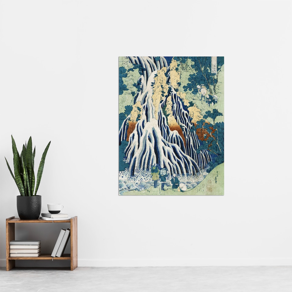 image 1 of Mist Waterfall Mt. Kurokami Vintage Japan Wall Art Print Hokusai 24x32"