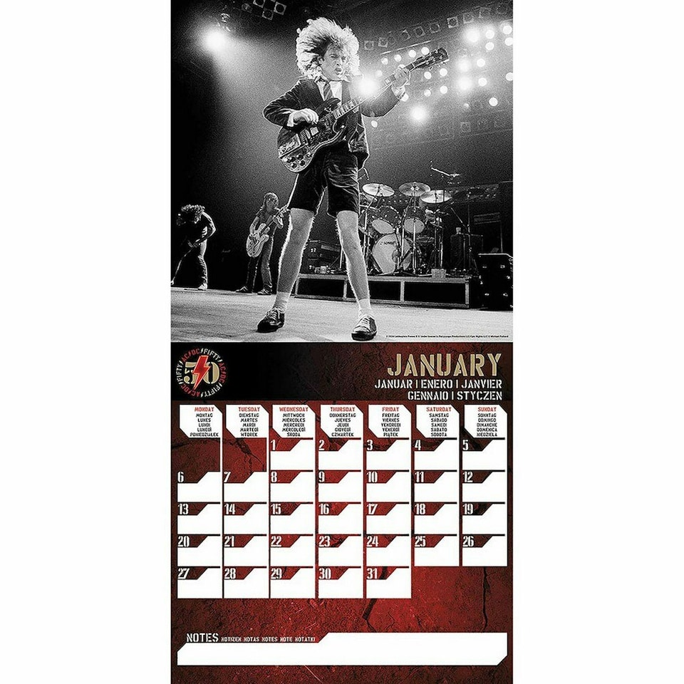 image 1 of AC/DC 2025 Square Wall Calendar - Red/Black/Gold - One Size