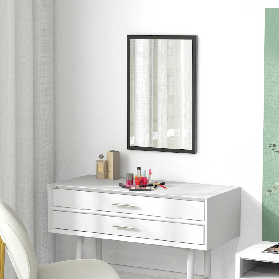 image 1 of HOMCOM 60x40cm Wall Bathroom Mirror for Home Decor, Vanity Mirror, Black