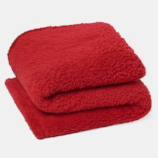 OHS Soft Plush Teddy Fleece Throw Blanket, 150x200cm - Red