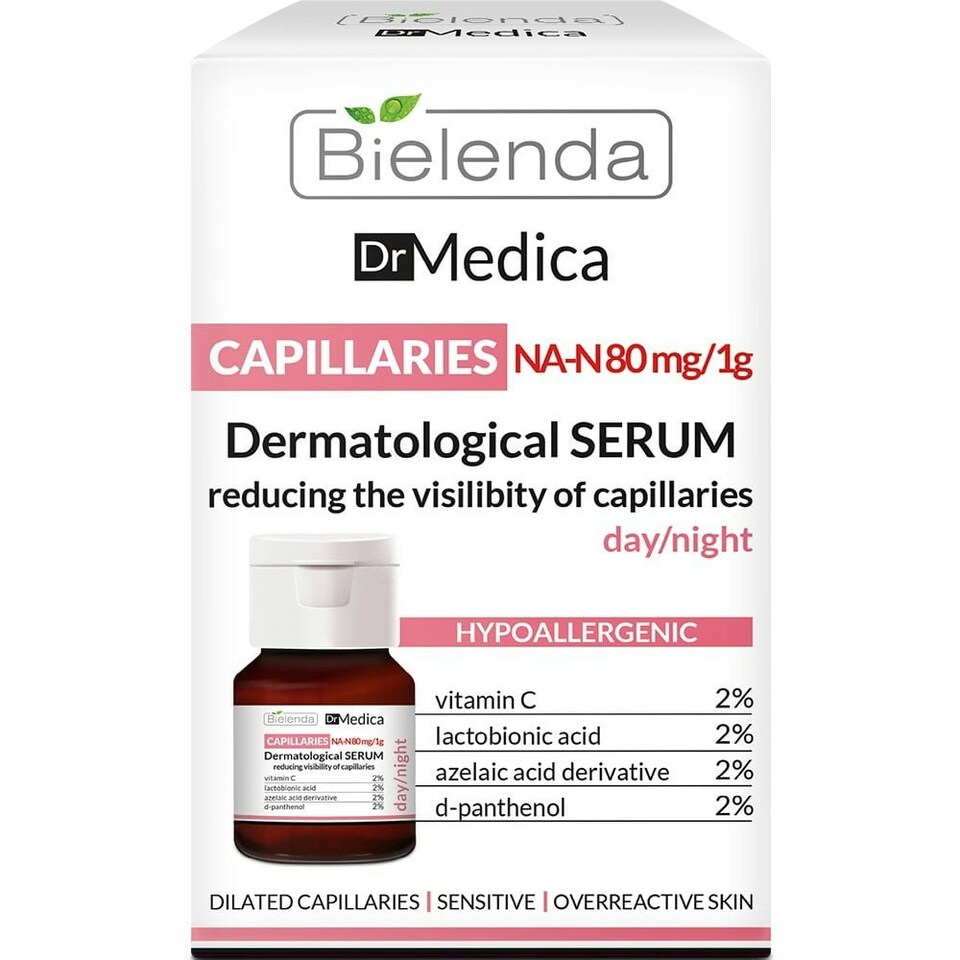 image 1 of Bielenda Dr Medica Capillaries Dermatological Face Serum Reducing Skin Redness Day Night 30ml