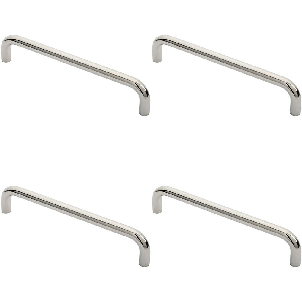 Loops 4x Round D Bar Pull Handle 319 x 19mm 300mm Fixing Centres Bright Steel in Metallics