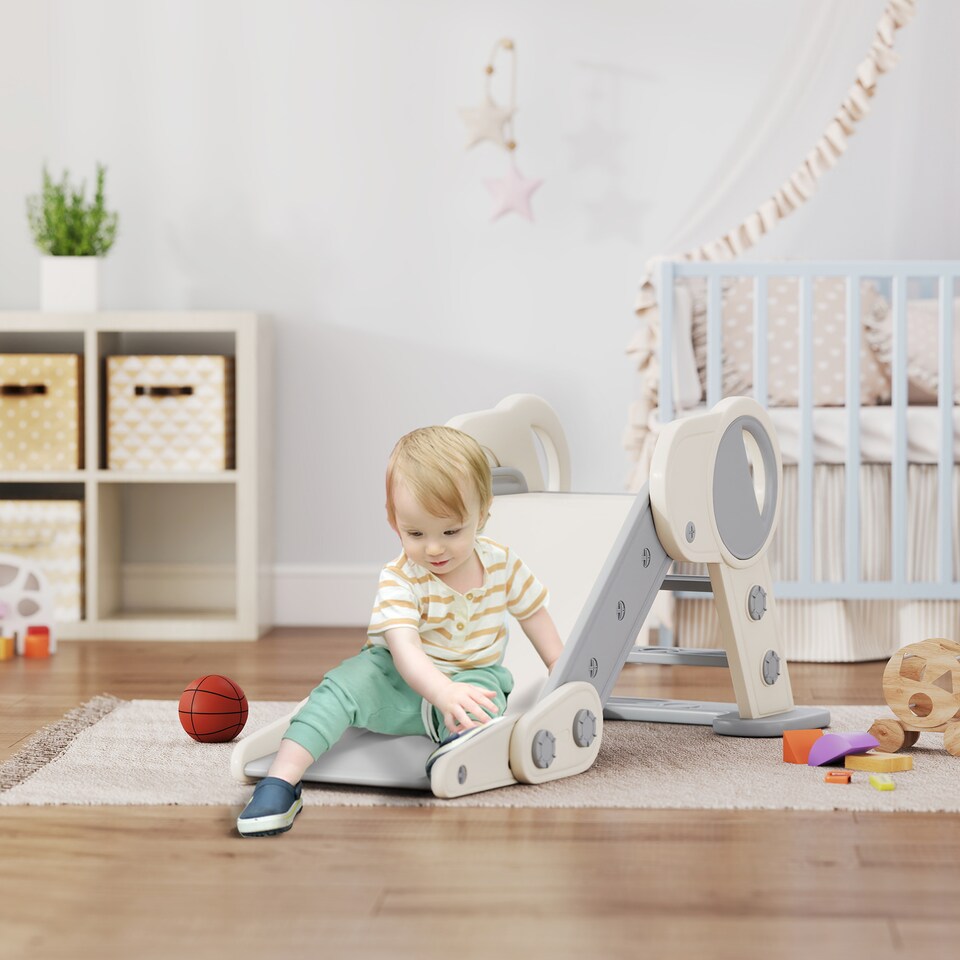 image 1 of AIYAPLAY Freestanding Foldable Kids Slide, Baby Slide for 1.5-3 Years, Grey