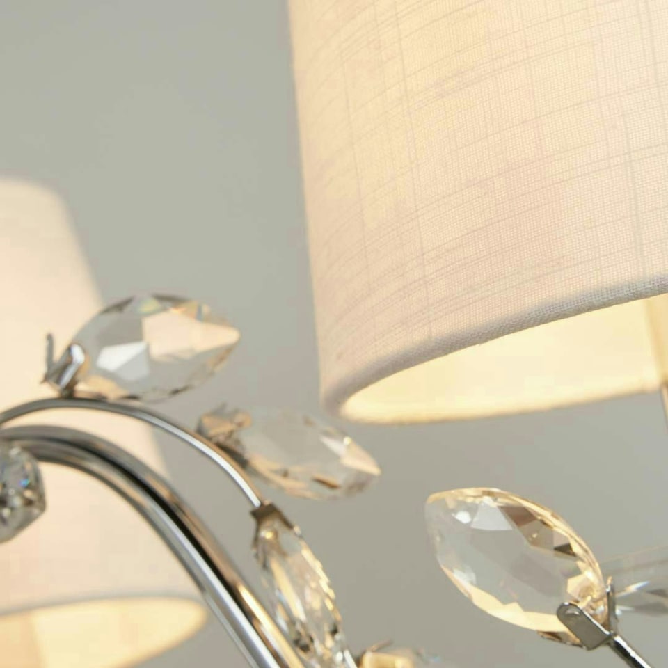 image 1 of Rosie 3 Light Chrome & Clear Glass Trim Shaded Chandelier