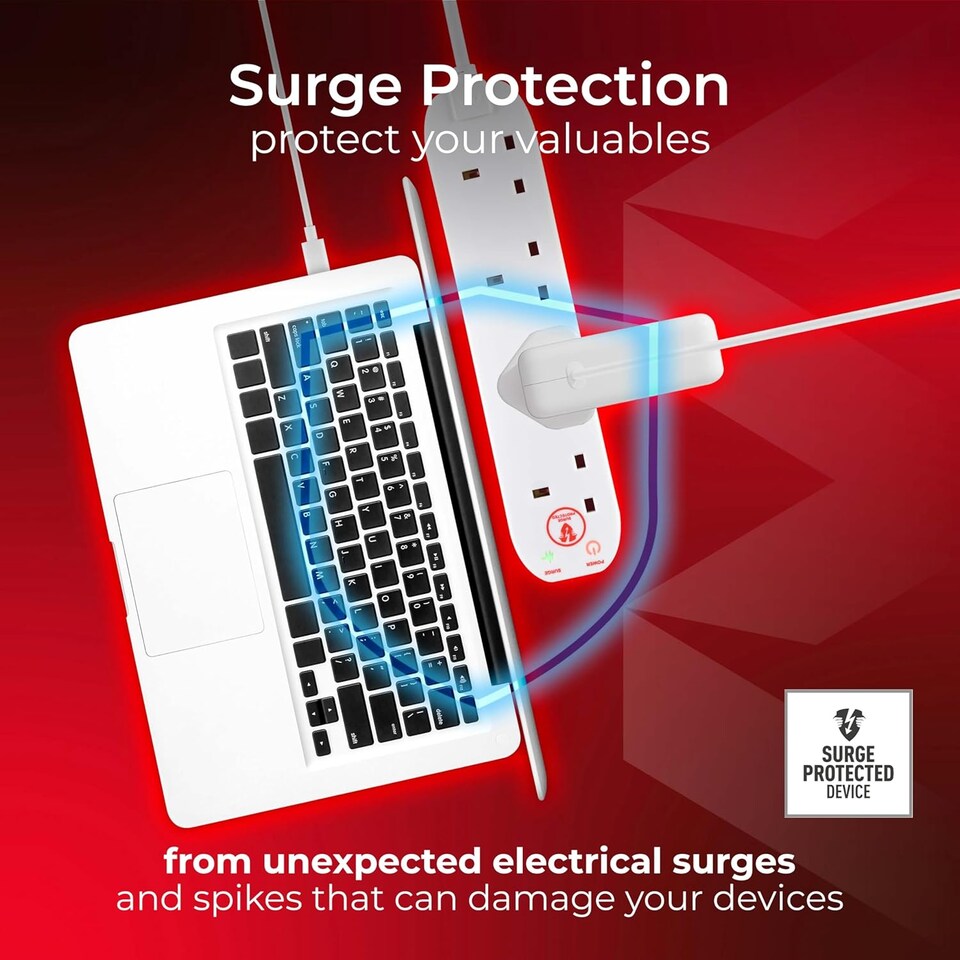 image 1 of Masterplug 4 Socket Surge Protected Extension Lead 4M Cable 13A Power Strip White UK Plug for Home and Office Use